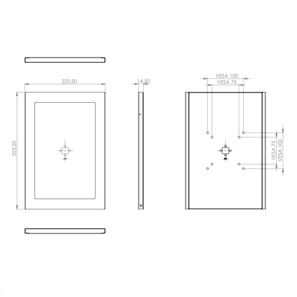 TabLines TSG049E Tablet Schutzgehäuse für Samsung Tab S7 FE 12.4, Edelstahl, Zeichnung Maße