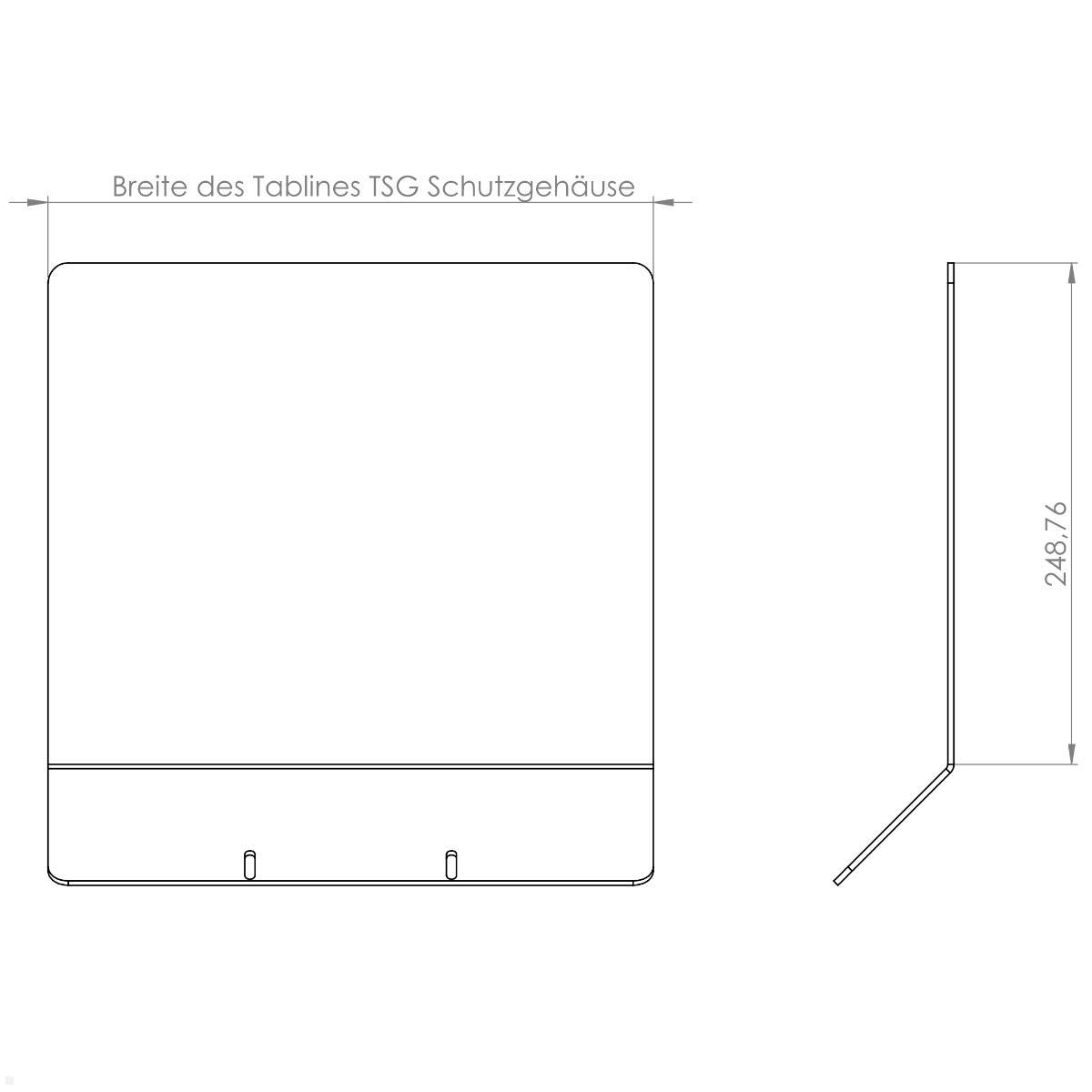 TabLines TWT001W Zubehör Werbetafel für TBS Tablet Bodenständer, weiß, technische Zeichnung