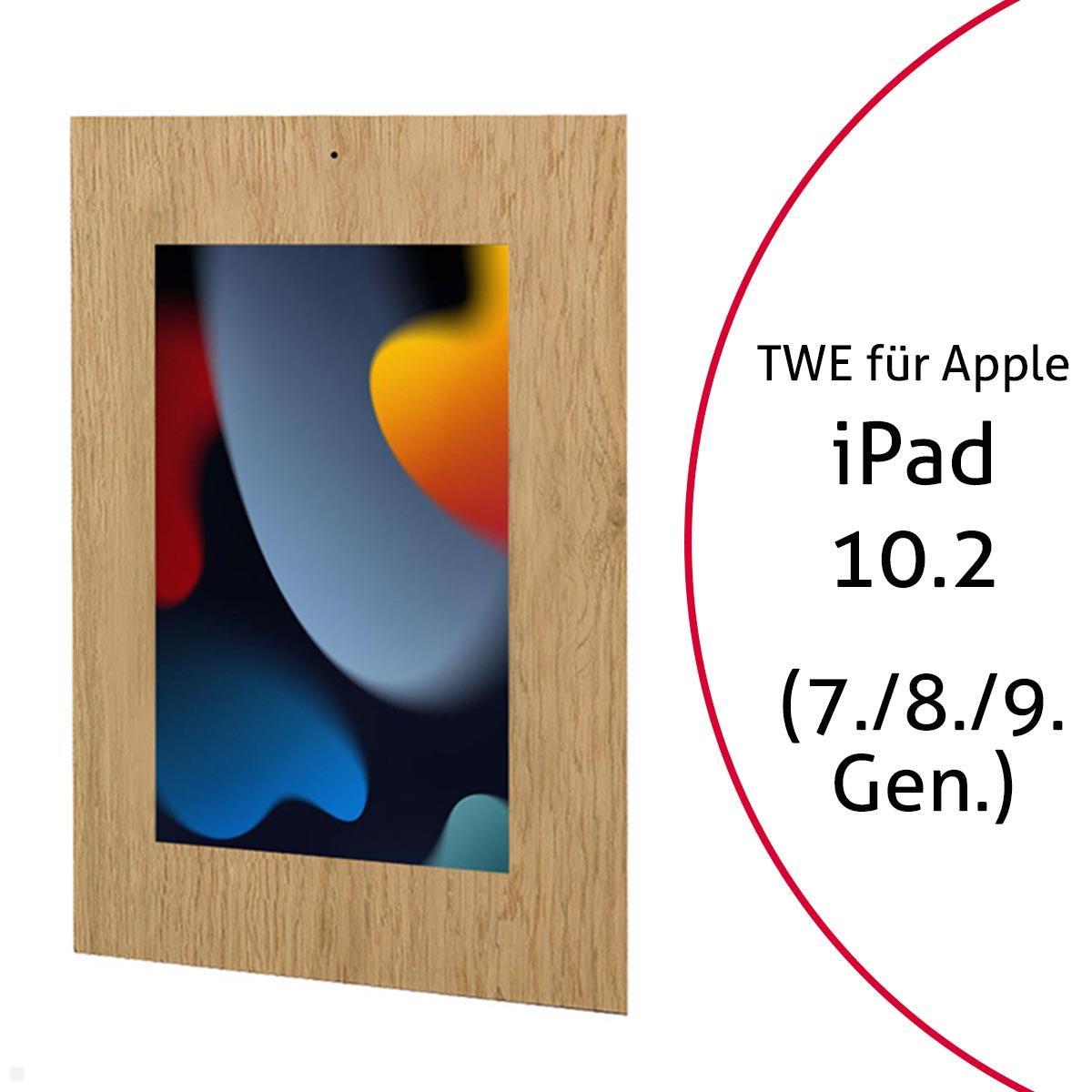 TabLines TWE088O Tablet Wandeinbau für Apple iPad 10.2 (7./8./9. Gen), DS, Eiche