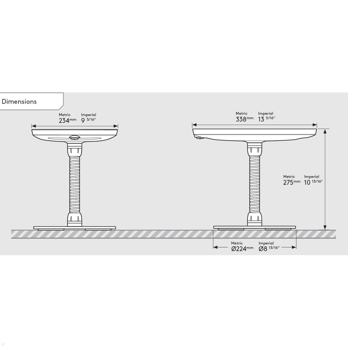 Bouncepad COUNTER FLEX Tischständer Apple iPad 10.9 (10. Gen.), schwarz, Abmessungen