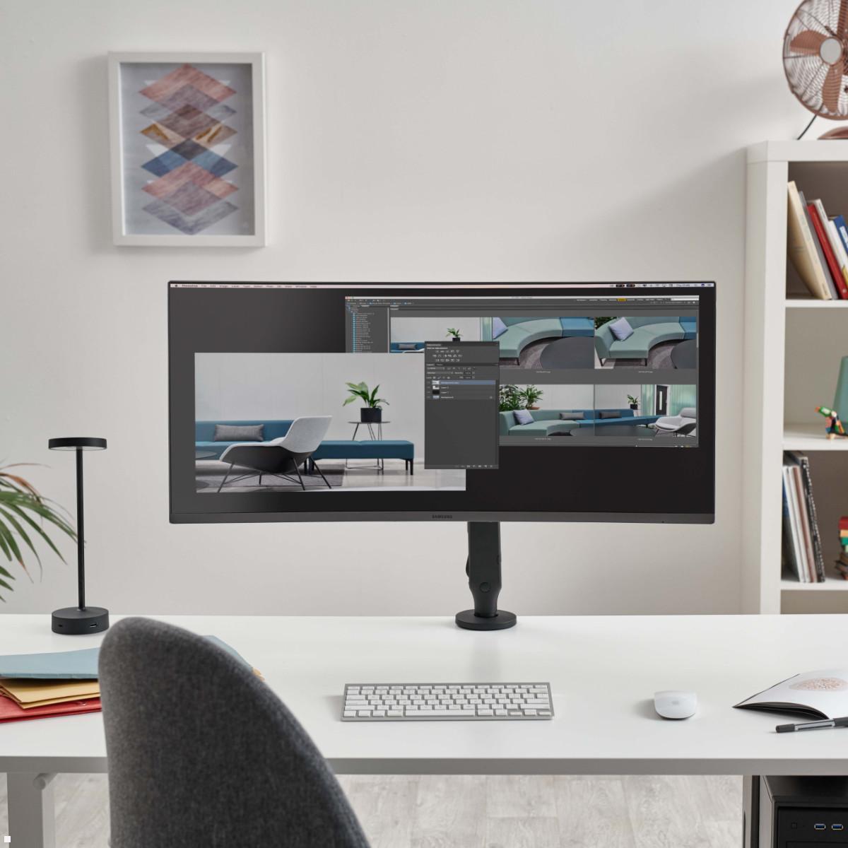 Monitor Tischhalterung mit Tischklemme CBS Ollin in Schwarz, Home Office