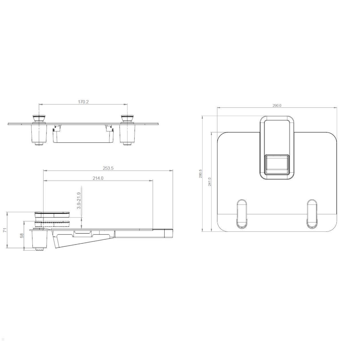 CBS Ollin / Flo Laptop- und Tablethalterung (LAP/003/B), schwarz, technische Zeichnung