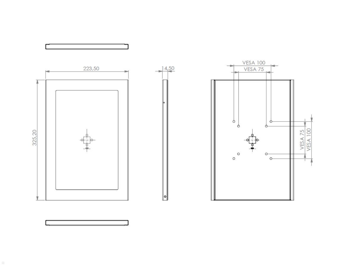 Samsung Galaxy Tab S7+ Schutzgehäuse TabLines TSG076S, Technische Zeichnung