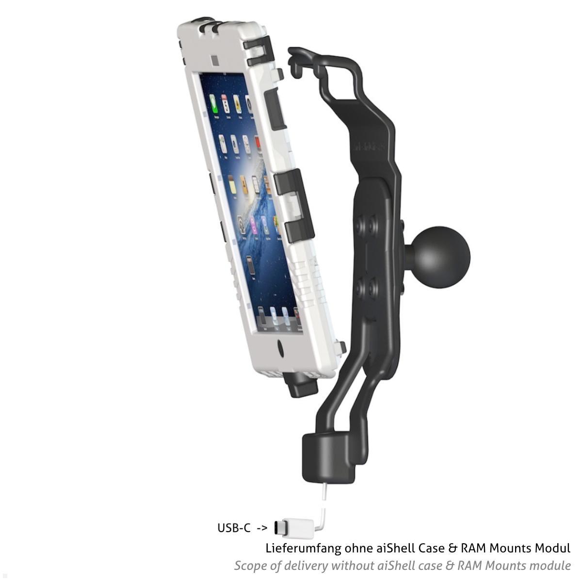 Andres Industries Zubehör für aiShell 12 Car Cradle USB-C V2 mit Connector Kabel 3m Einsatz Schutz Case