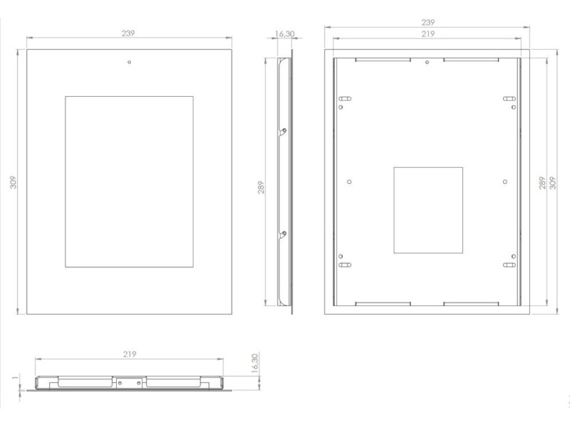 TabLines TWE036W Tablet Wandeinbau für Apple iPad 5 (2017), DS, weiß Maße