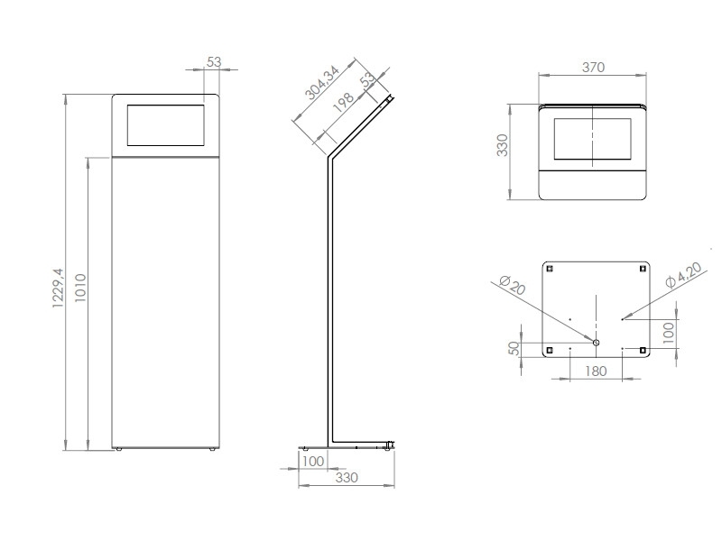 TabLines TBS042 Design Tabletständer quer für Apple iPad Pro 12.9 Maße