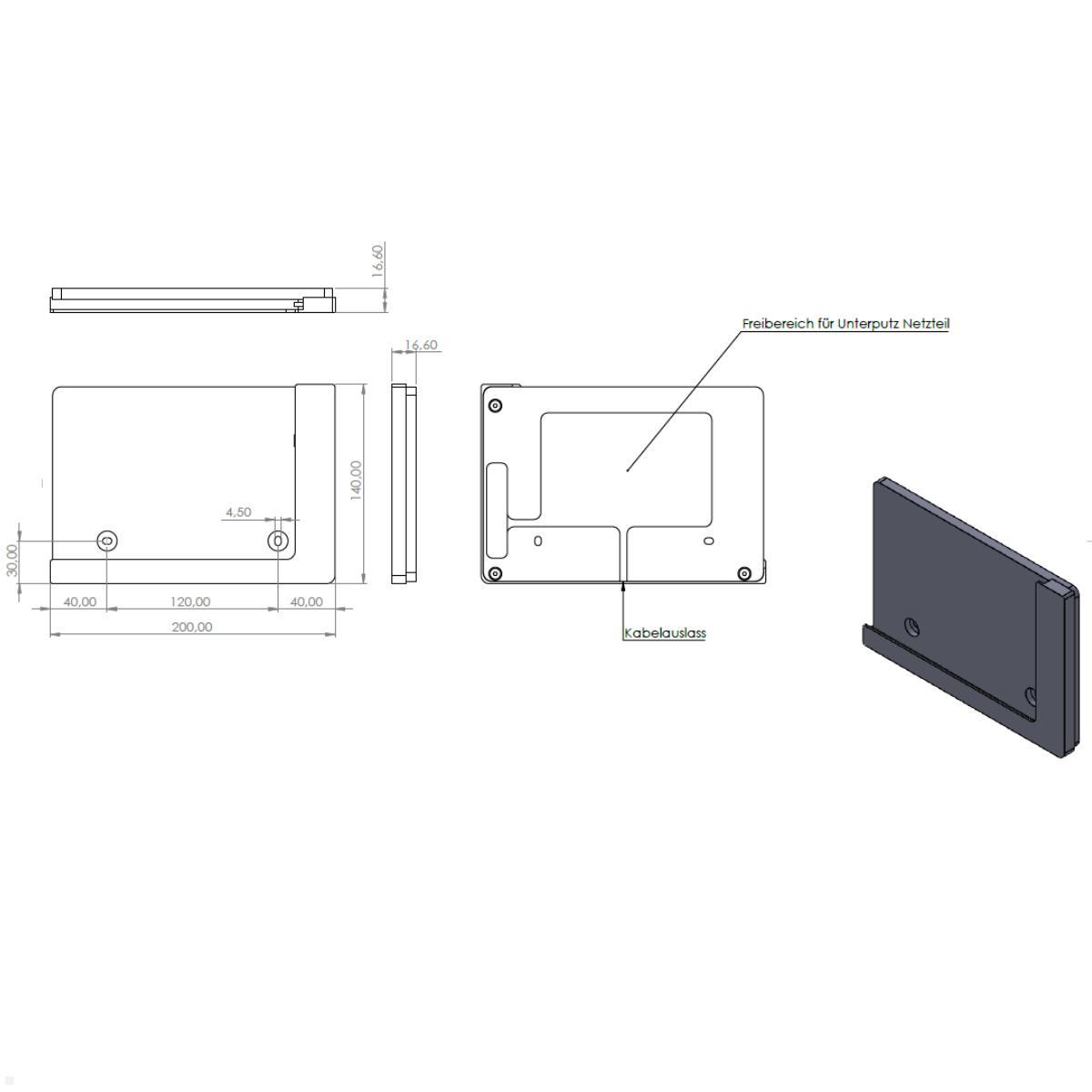 TabLines TWP038W Wandhalterung für Apple iPad Air 11.0 (M2), Skizze 2