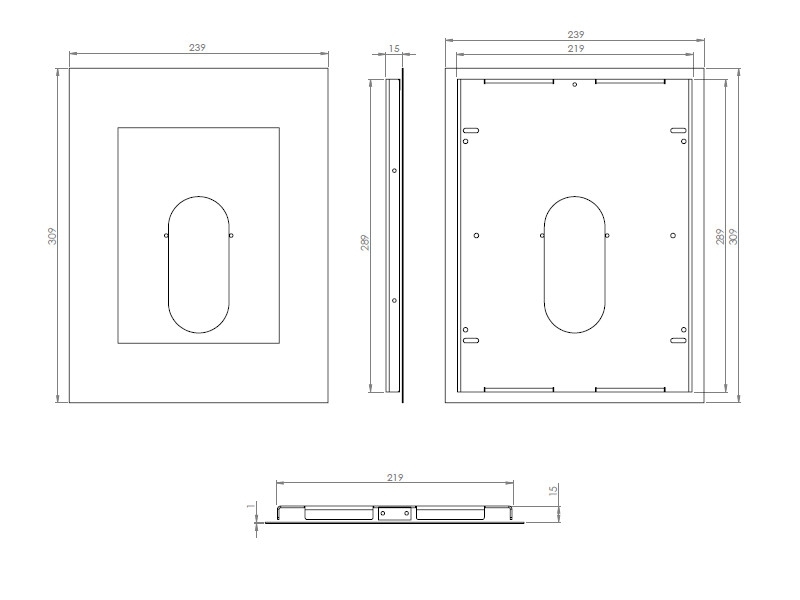 TabLines TWE062W Tablet Wandeinbau für Apple iPad 9.7 (2018), Maße