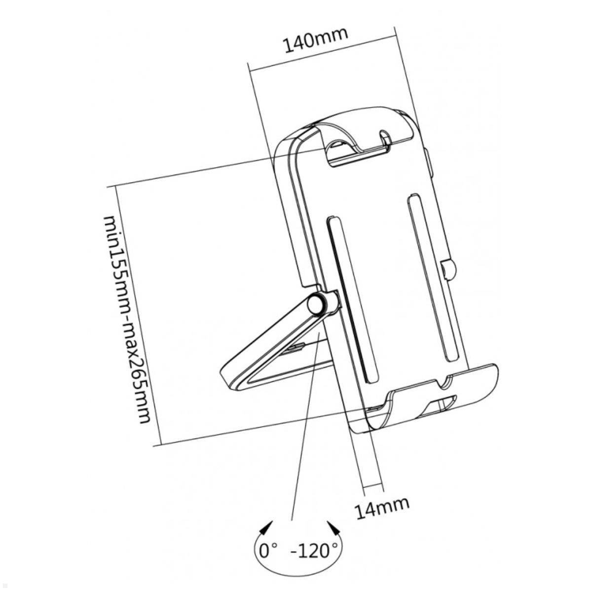 TabLines TWM001 magnetische Tablet Wandhalterung, weiß, Halterung Maße