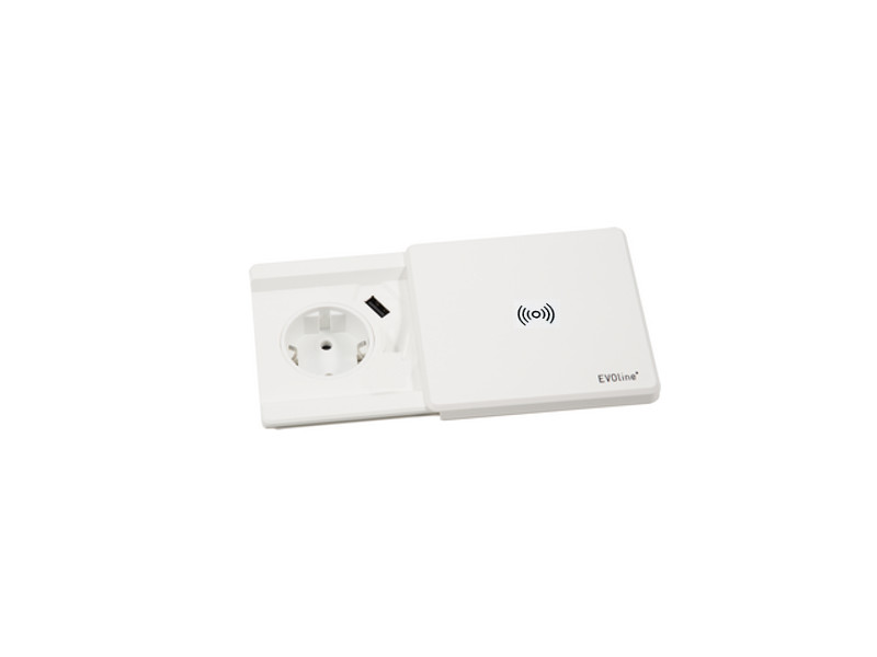 EVOline Square80 Qi-Version 1x Schuko und USB weiß