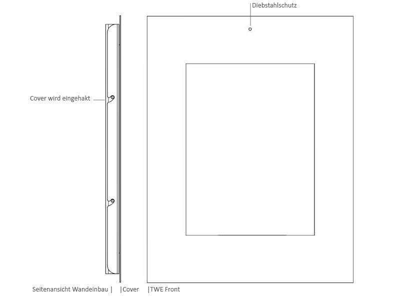 TabLines TWE059O Tablet Wandeinbau für Apple iPad Pro 10,5Zoll, DS, Eiche Funktionen