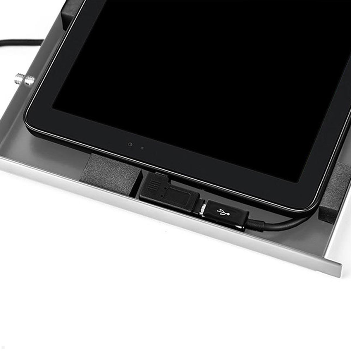 TabLines TSG100E Tablet Schutzgehäuse für Samsung Tab A9+ 11.0, Edelstahl, Kabelführung