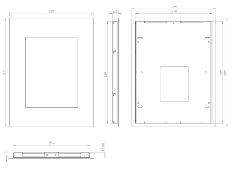 TabLines TWE034S Tablet Wandeinbau für Apple iPad 5 (2017), silber Maße