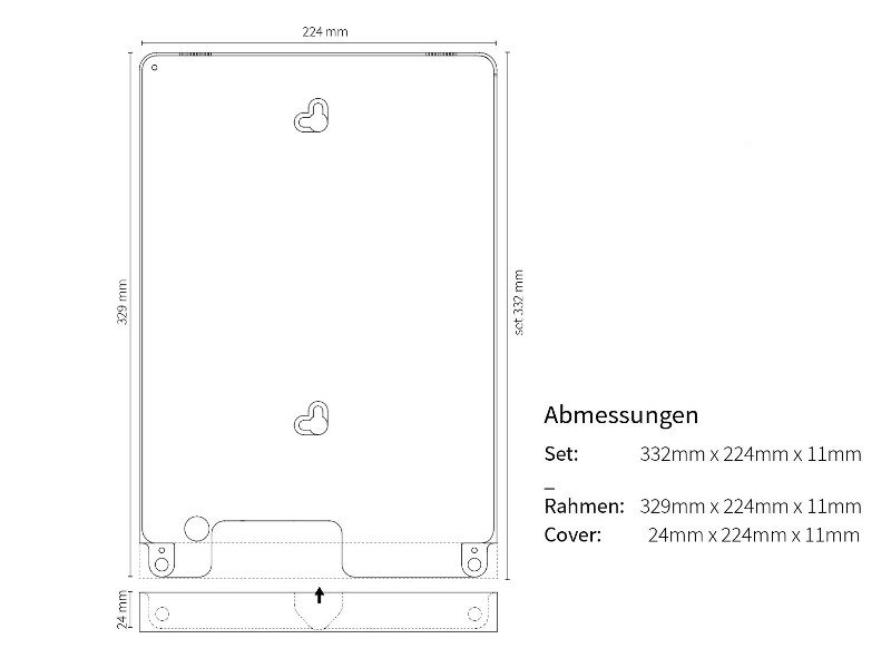 basalte eve iPad Pro Wandhalter weiß Zeichnung