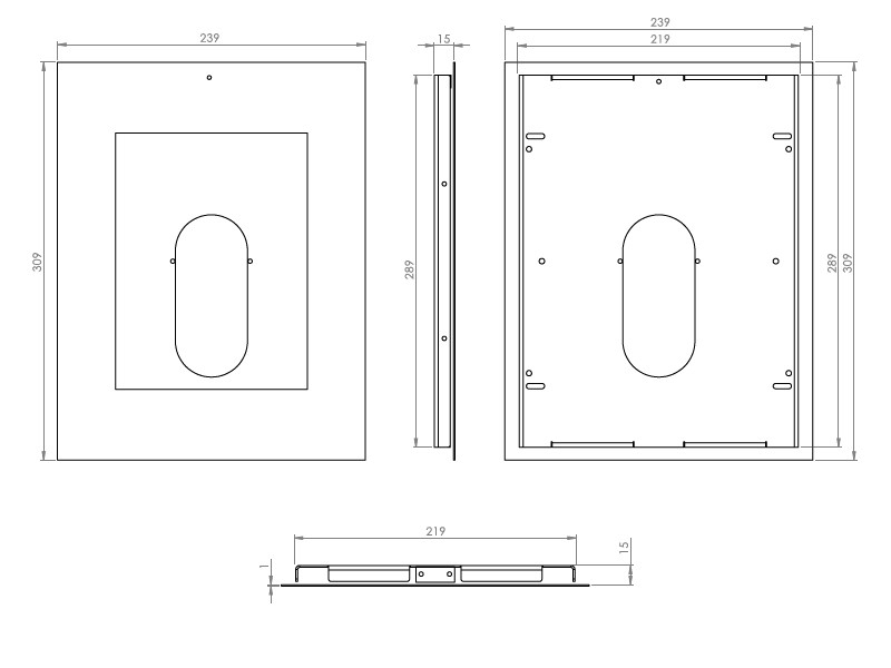 TabLines TWE064W Tablet Wandeinbau für Apple iPad 9.7 (2018), DS, Maße