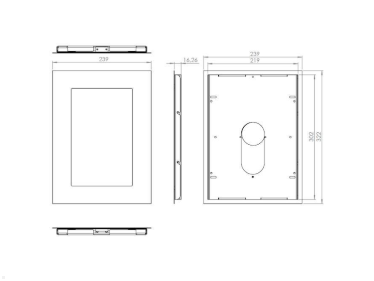 Samsung Galaxy Tab S7 11.0 Tablet Wand Halterung, silber, Technische Zeichnung