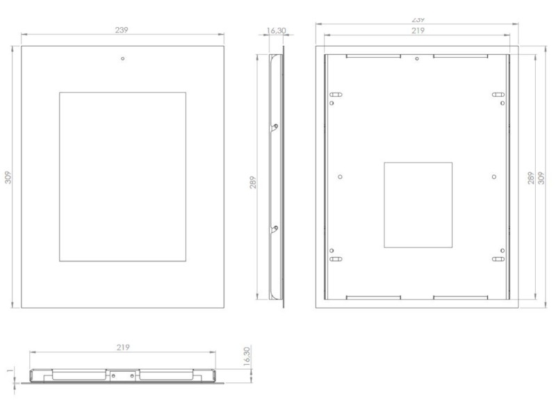 TabLines TWE036O Tablet Wandeinbau für Apple iPad 5 (2017), DS, Eiche Maße