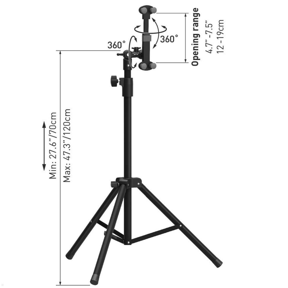 TabLines TBS012 Tablet / Smartphone Bodenstativ 4 - 12 Zoll, Maße