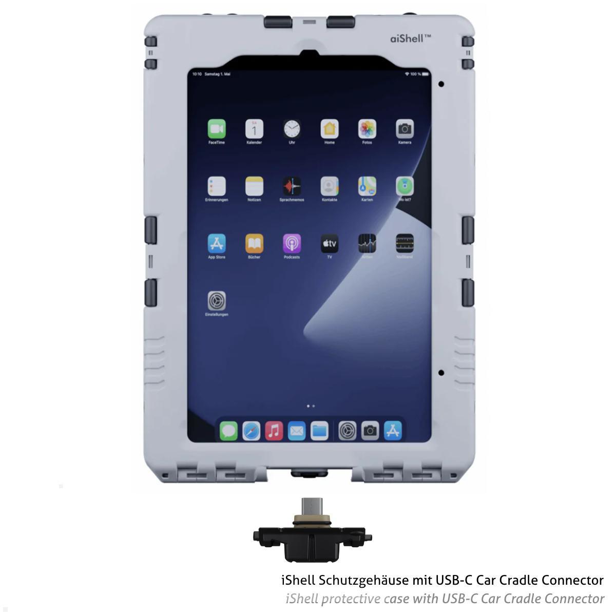 Andres Industries Car Cradle Auto USB-C Ladestation mit aiShell 8 Schutzgehäuse, 1m, weiß Connector