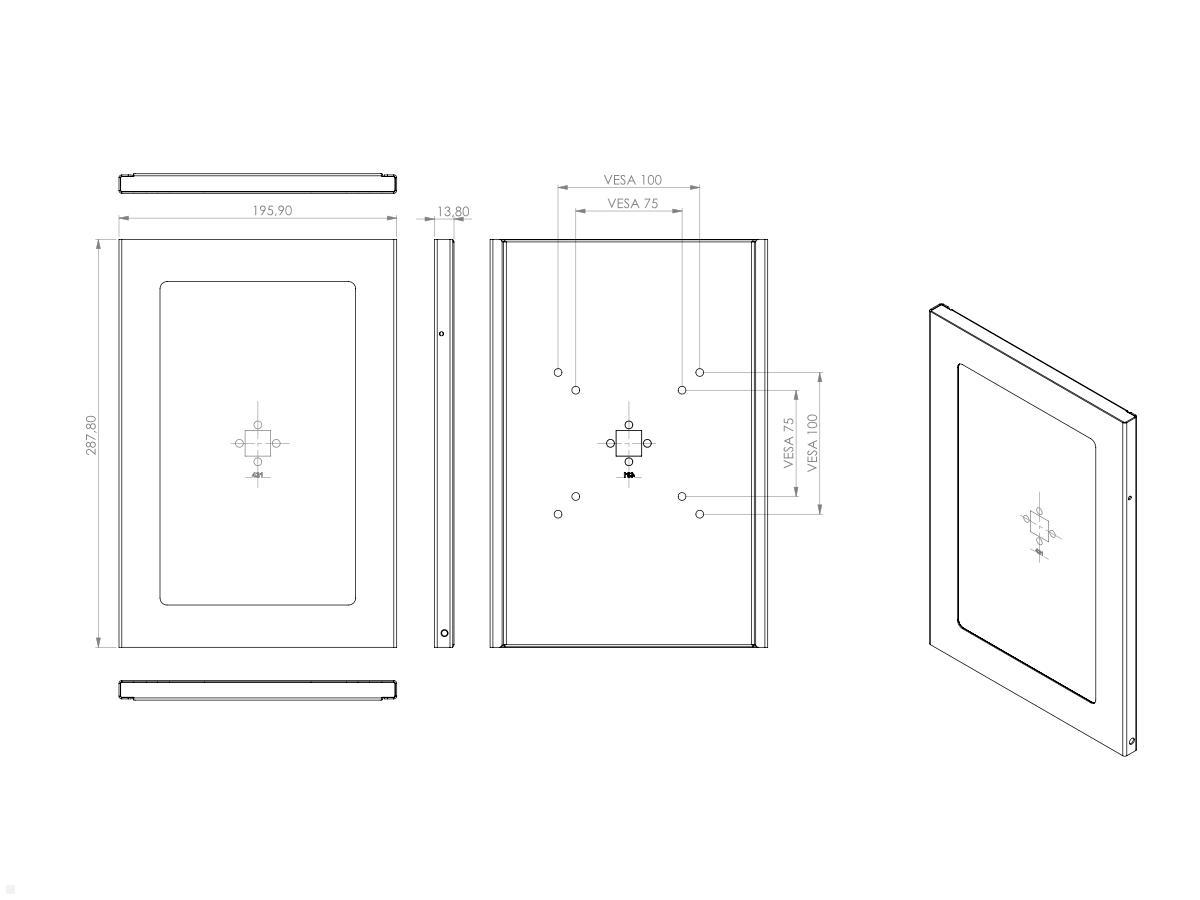 TabLines TSG081S Tablet Schutzgehäuse für Samsung TAB A7 10.4, silber technische Zeichnung