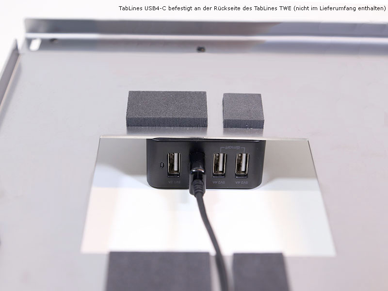 TabLines USB4-C 4-Port USB-Ladegerät mit 1m Euro-Netzkabel, schwarz TWE nicht enthalten