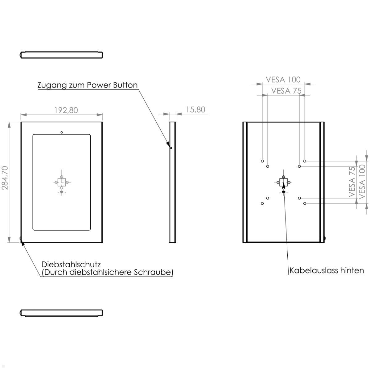 TabLines TSG088W Tablet Schutzgehäuse für Samsung Tab S6 Lite 10.4, weiß, technische Zeichnung