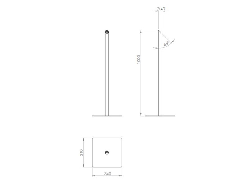 TabLines TBS008B Tablet Bodenständer für Apple iPad Air, schwarz Maße Bodenstandfuß