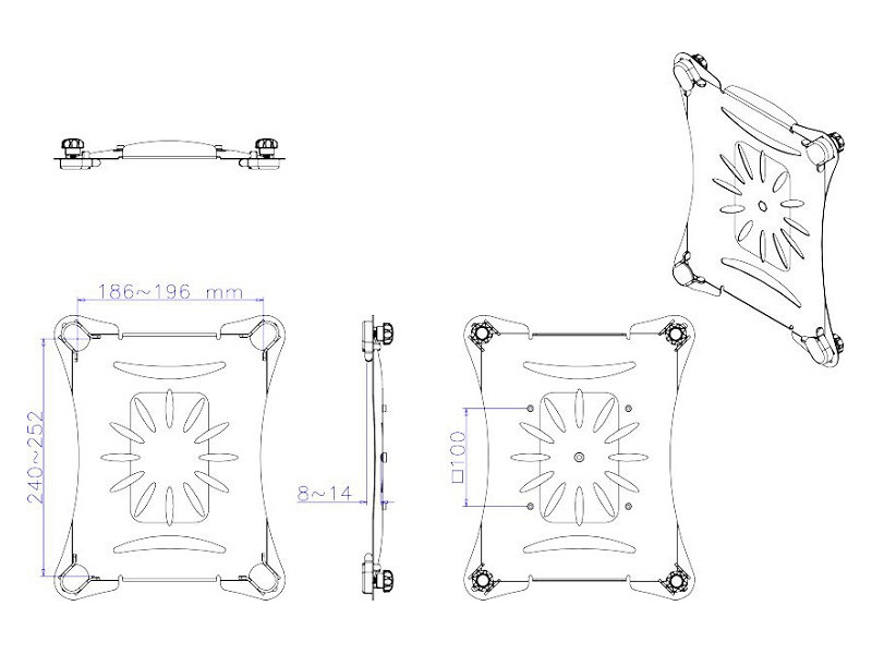 NewStar TABLET-10 Zusatzhalterung Tablet Zeichnung