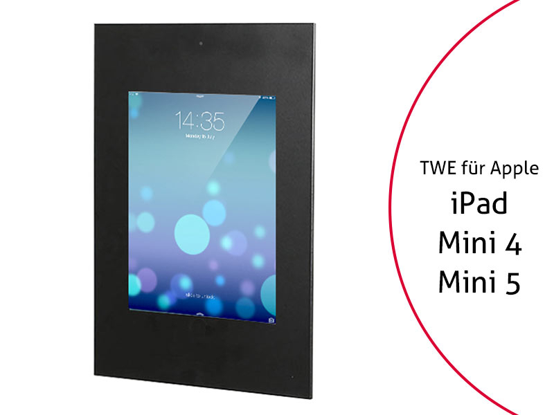 TabLines TWE021B Tablet Wandeinbau für Apple iPad Mini 4 + Mini 5, DS, Schwarz