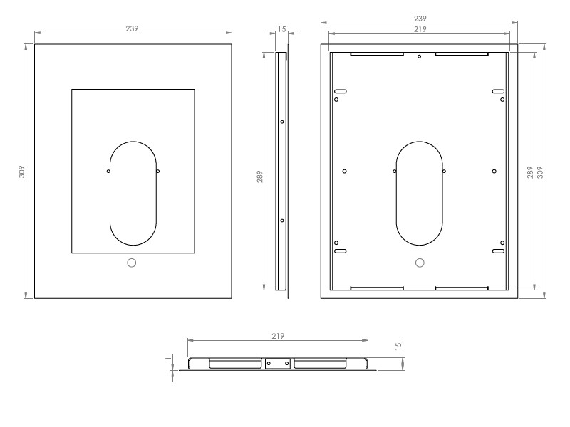 TabLines TWE063W Tablet Wandeinbau für Apple iPad 9.7 (2018), HB, Maße