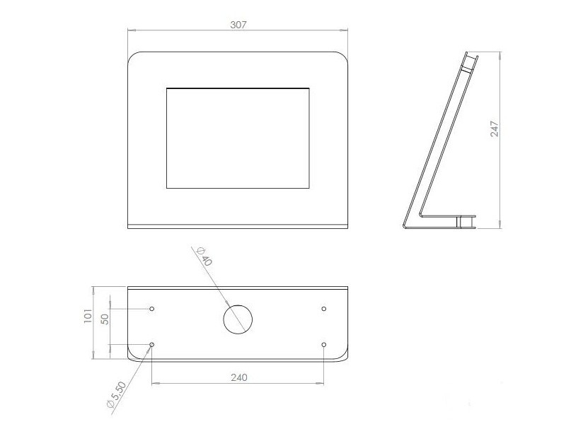 TabLines TTS029 Design Tabletständer anschraubbar Apple iPad 5 (2017) Maße