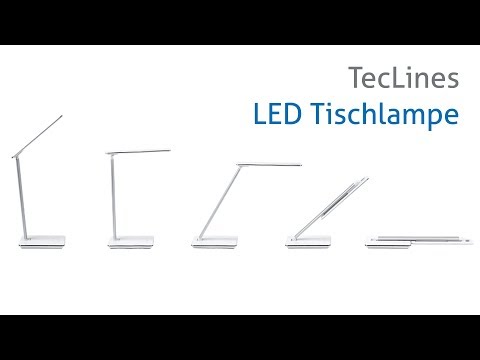 TecLines DL001W LED Tischlampe dimmbar mit induktiver Ladestation, weiß